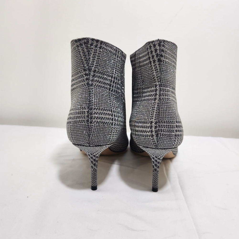 Jimmy Choo Marinda 65 Glitter Silver Plaid Print Ankle boots Size 41 - Picture 9 of 12